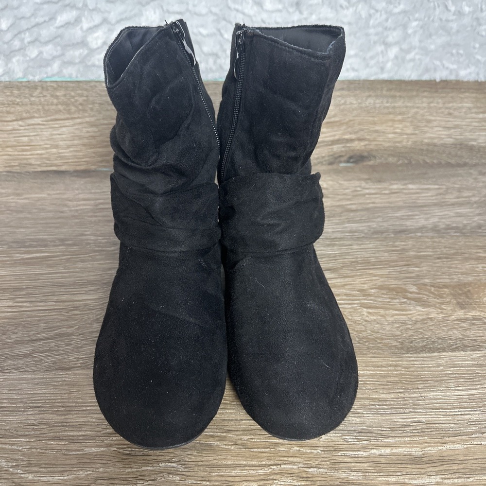 Black Slouch Ankle Boots Women's Size 10 Boho Moto Riding Buckle Zip Booties